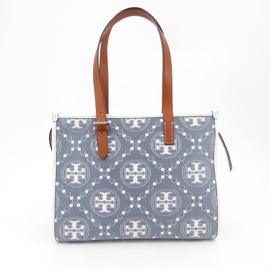 送料無料 美品 トリーバーチ TORY BURCH トートバッグ ハンドバッグ デニム Tモノグラム レディース_画像2