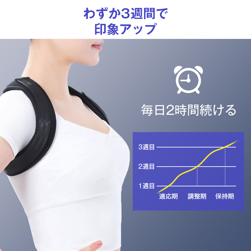 姿勢矯正ベルト 貓背 巻き肩 対策 美姿勢 サポーター 背筋 姿勢 肩甲骨 肩こり サポート 男女兼用 締め付け調(diào)整 通気性 快適裝著 