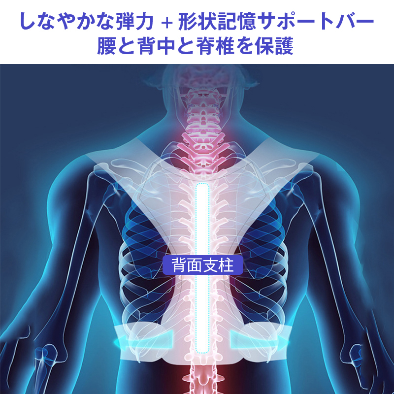 姿勢矯正ベルト 貓背 巻き肩 対策 美姿勢 サポーター 背筋 姿勢 肩甲骨 肩こり サポート 男女兼用 締め付け調(diào)整 通気性 快適裝著 