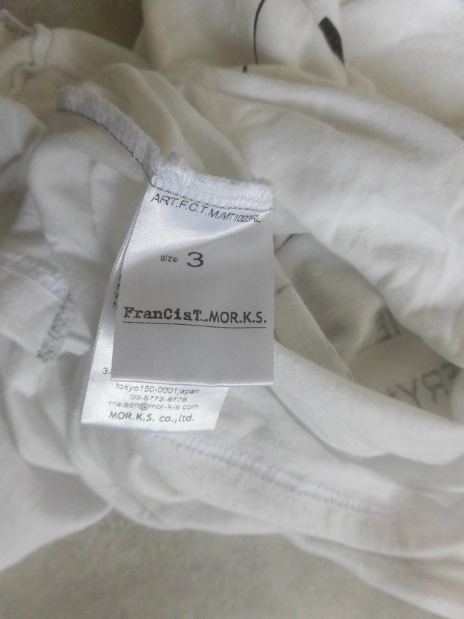 FranCisT_MOR.K.S.フランシストモークス/ART.F.C.T.M/MT1023RL/コットン モダール カットオフ加工 スカルプリント Vネック Tシャツ3/メンズ