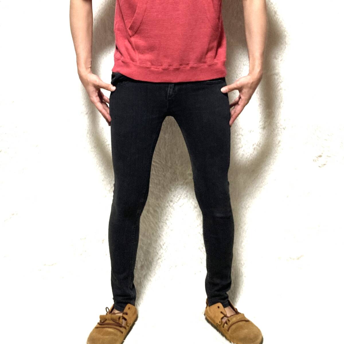 NO ID★21SS★ベーシック名作アーカイブ★コットン ストレッチ デニム スキニーパンツ スリム 美ライン 黒 1 848035-570P ノーアイディー_画像3