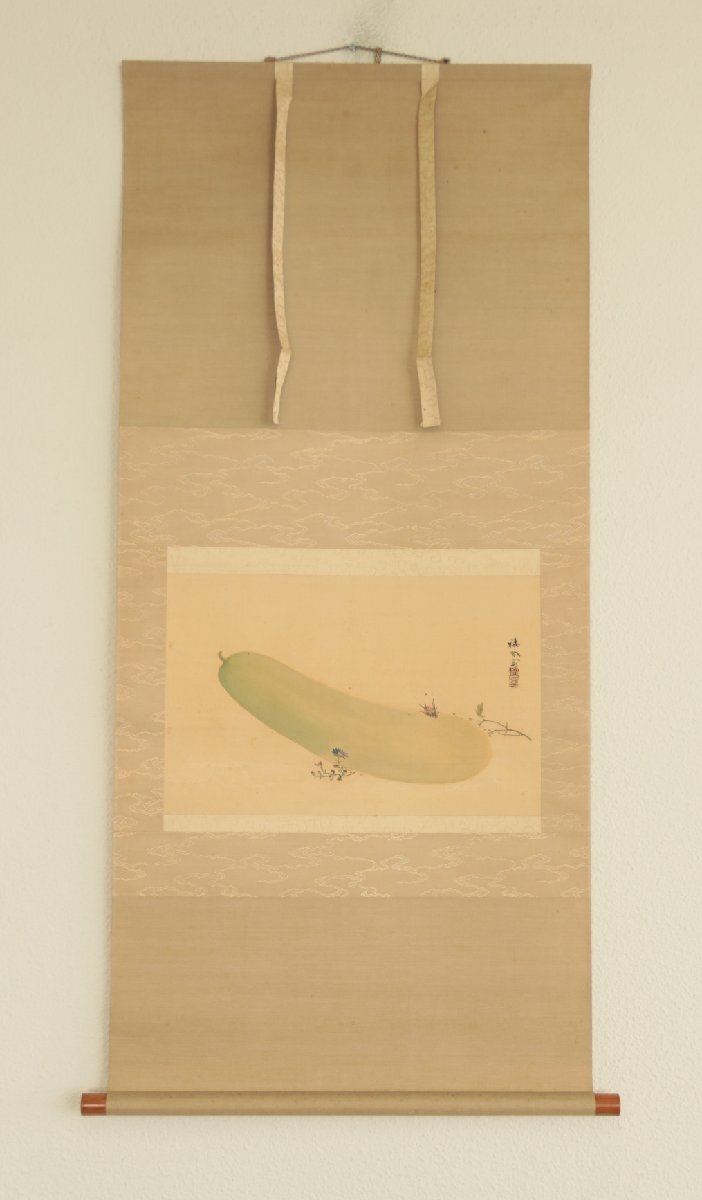 真作】『竹内栖鳳』第一回文化勲章受章「初秋」絹本軸装 掛軸