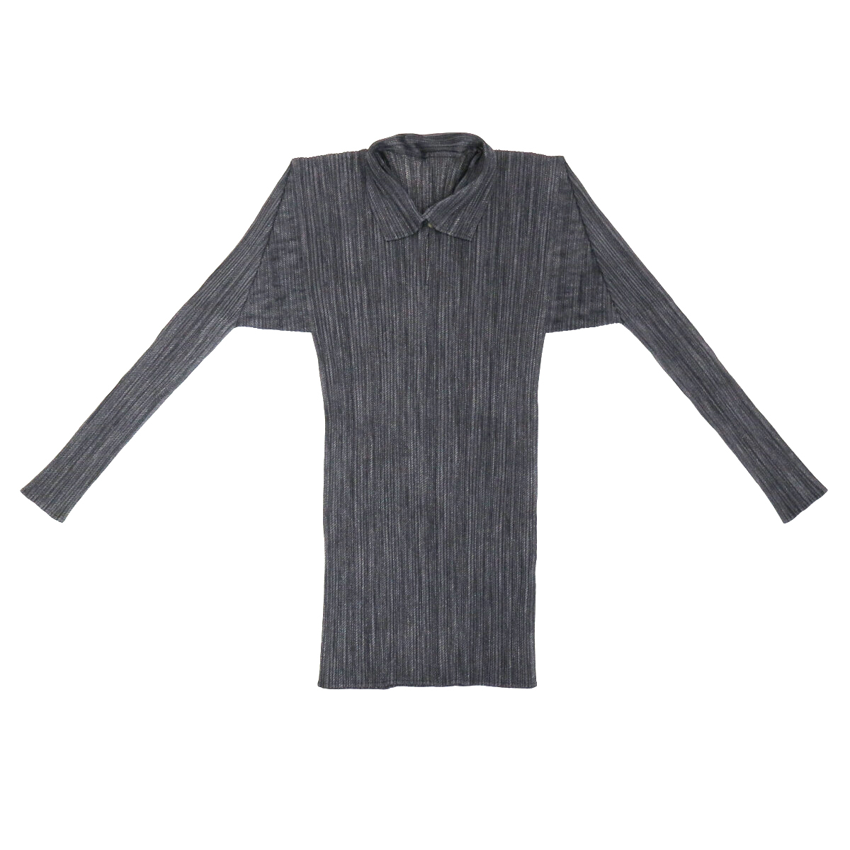 PLEATS PLEASE 95AW メランジツイルプリントスキッパーネックプリーツシャツ / ブラウス 4 PP54-JK406 プリーツプリーズ チャコールグレー