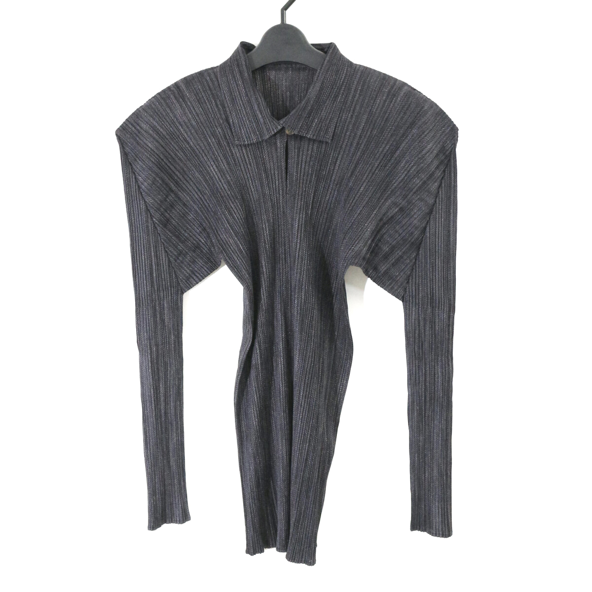 PLEATS PLEASE 95AW メランジツイルプリントスキッパーネックプリーツシャツ / ブラウス 4 PP54-JK406 プリーツプリーズ チャコールグレー