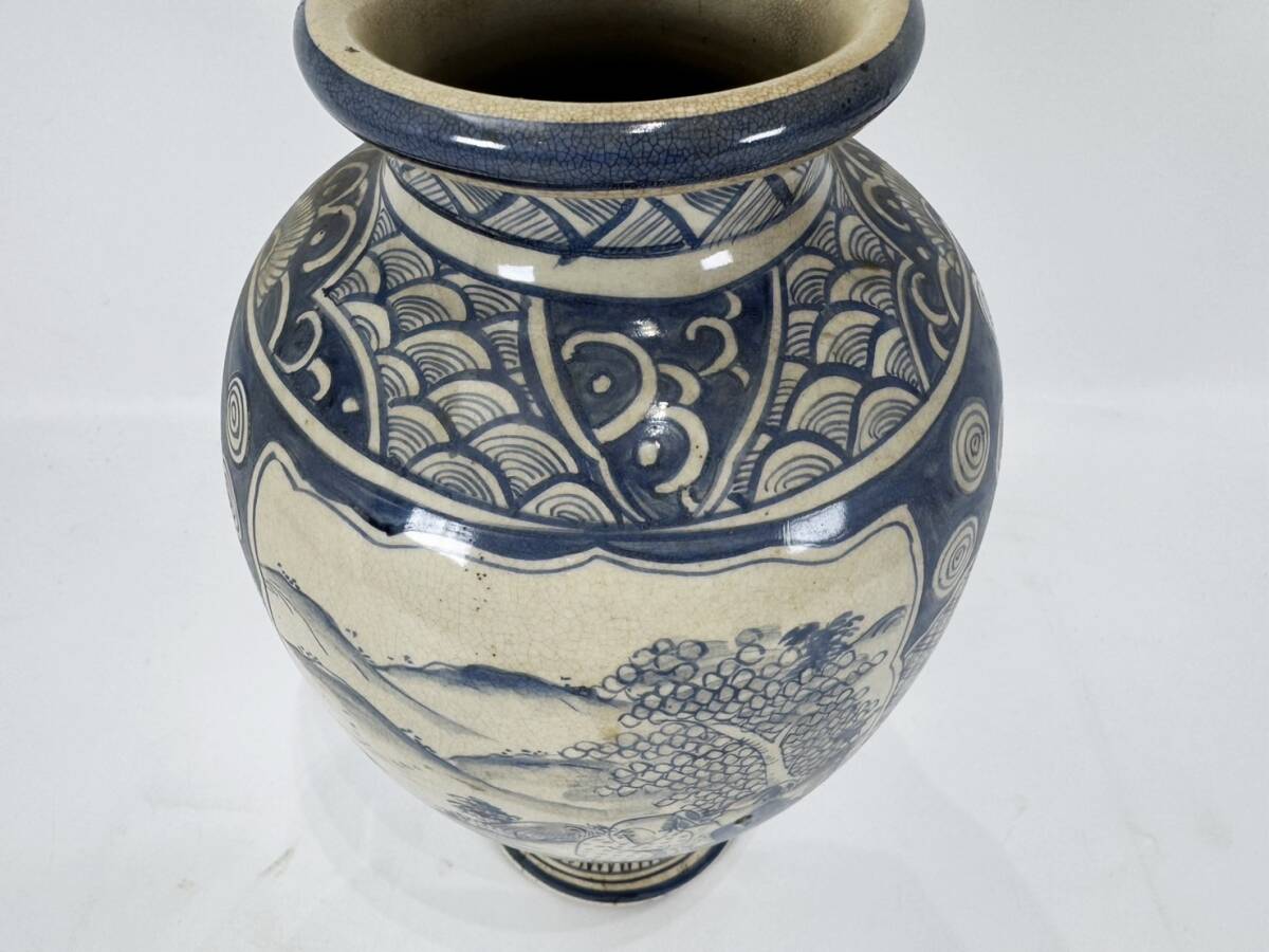 R1 骨董品 青木木米 聾米 造 染付 花瓶 時代物 古美術 京焼 花器