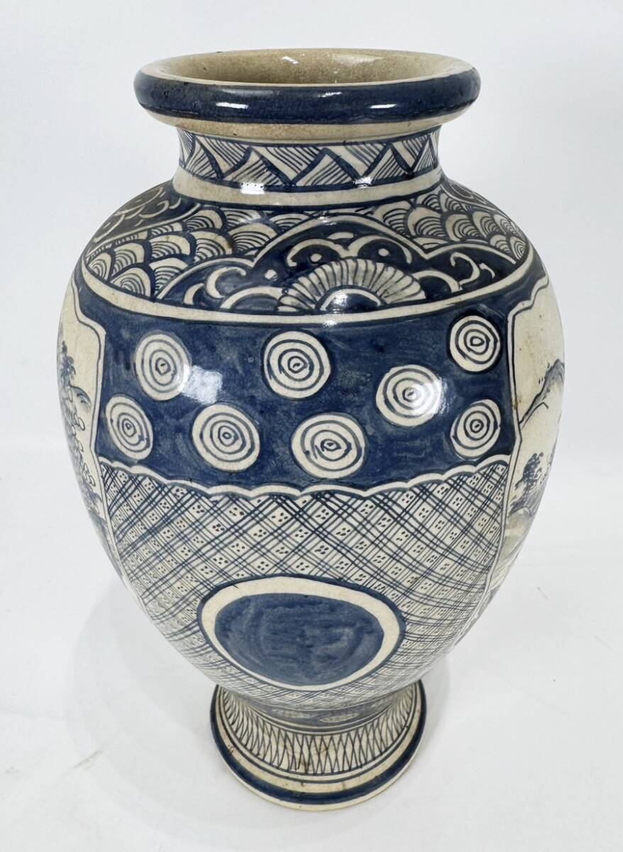 R1 骨董品 青木木米 聾米 造 染付 花瓶 時代物 古美術 京焼 花器