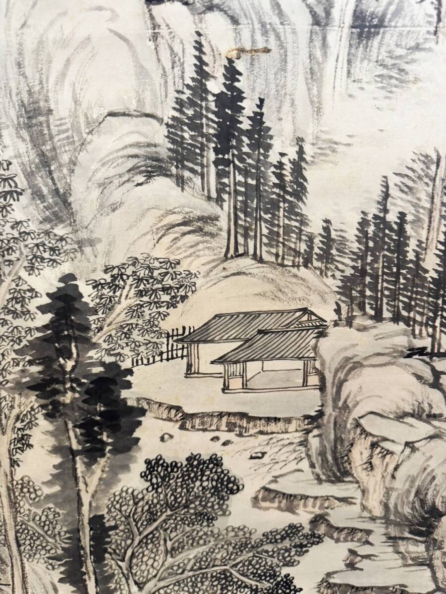 小物などお買い得な福袋 骨董品 山本梅荘 山本半邨 掛軸 肉筆 山水 真作 風景画 水墨 絵画