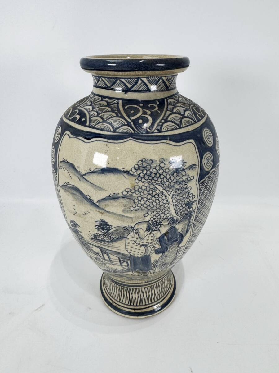 男の子向けプレゼント集結 染付 造 聾米 青木木米 骨董品 R1 花瓶 花器 京焼 古美術 時代物 工芸品