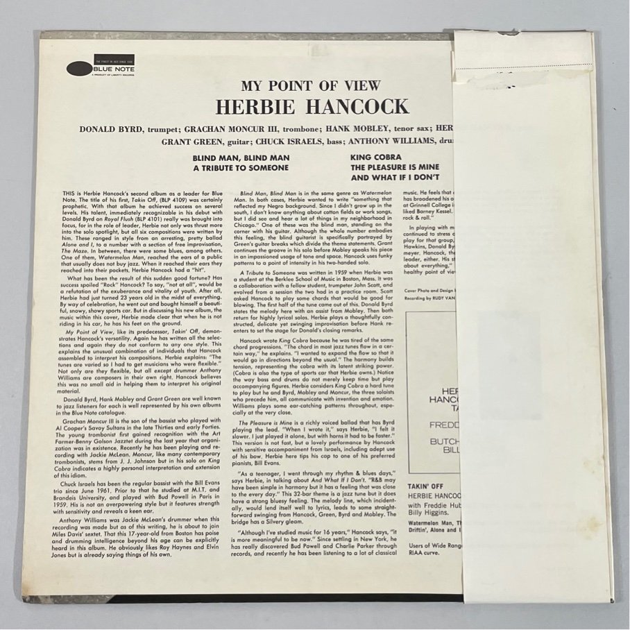 ☆洗浄済 Herbie Hancock My Point Of View ハービー?ハンコック VAN GELDER刻印 帯あり BST-84126 LP
