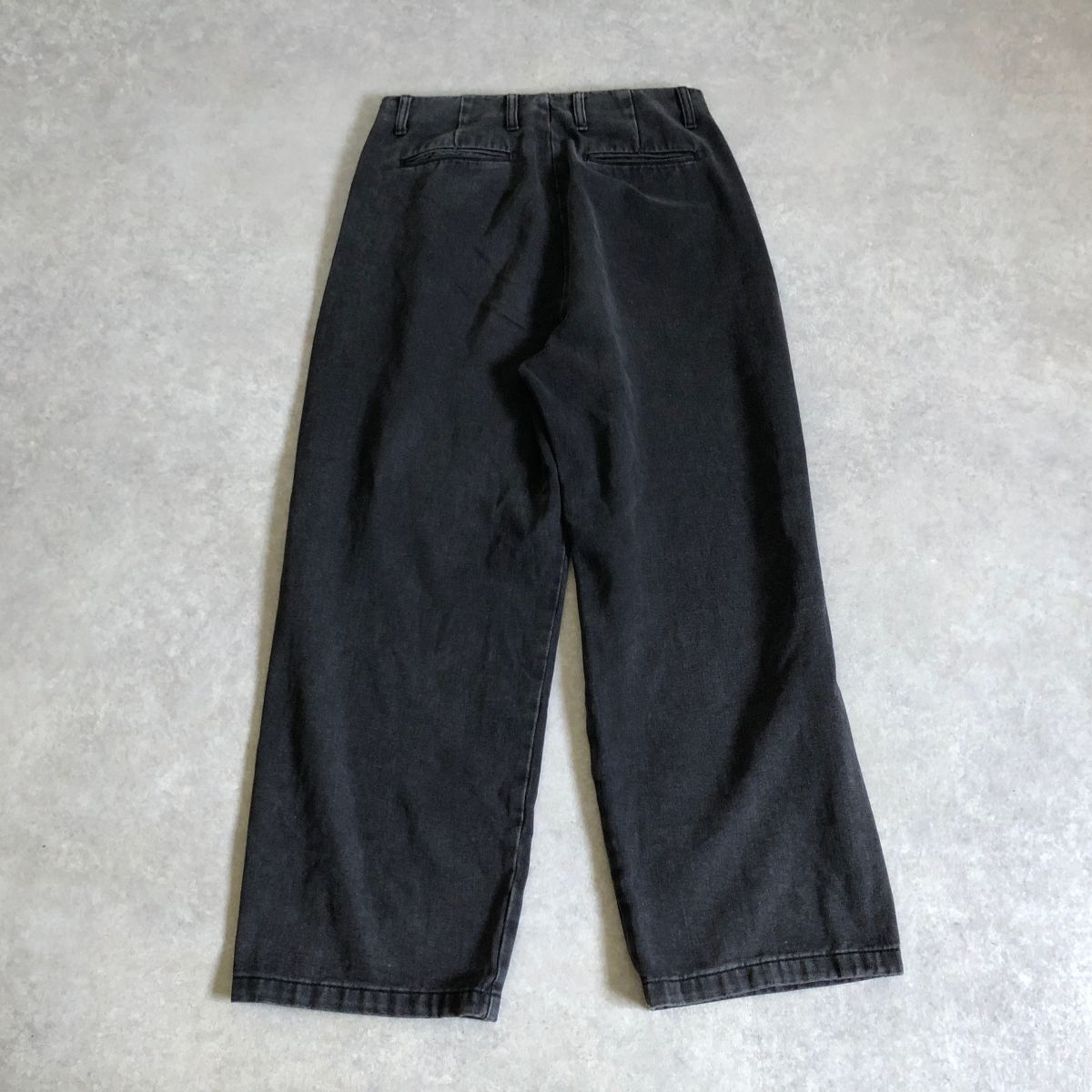 INTER FACTORY●ワンタック バレルレッグ ブラック デニム パンツ●インターファクトリー