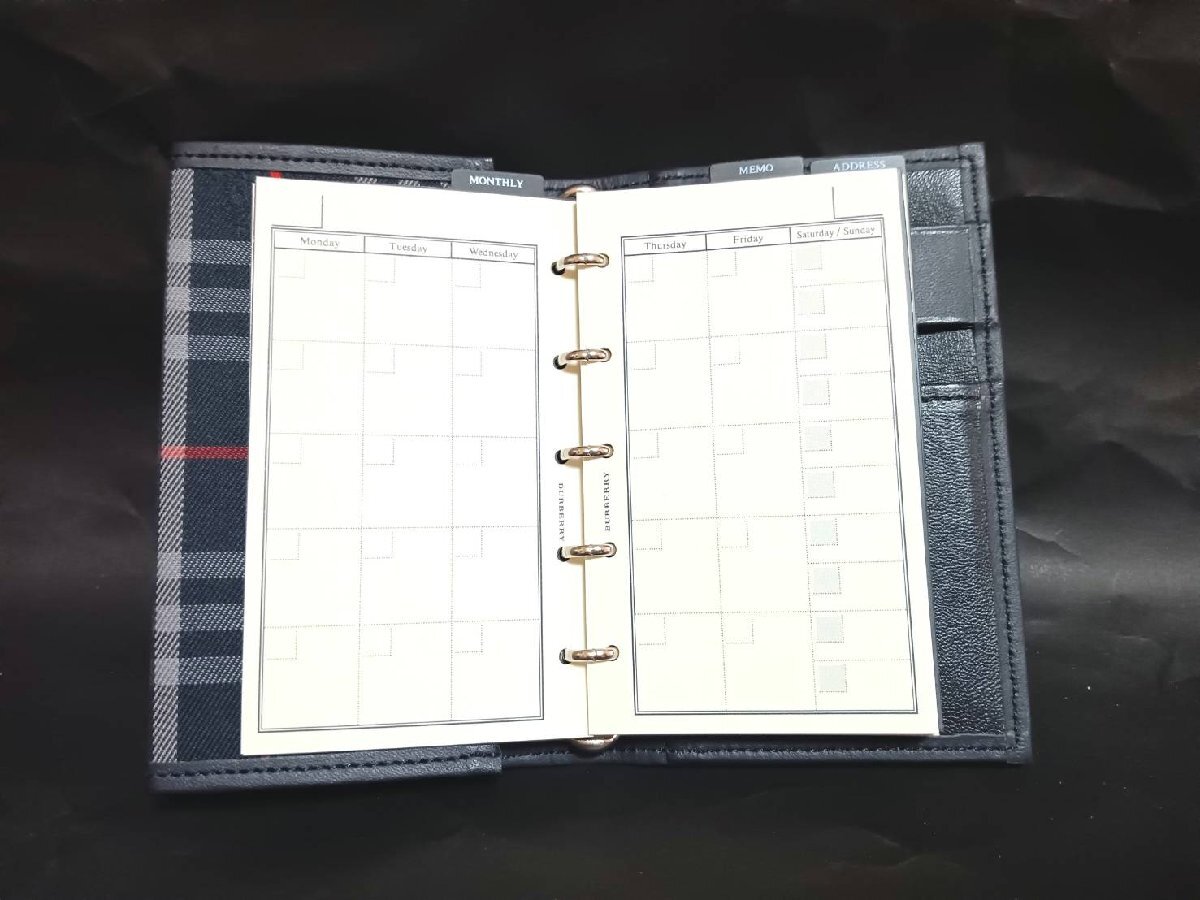 ☆新品☆ BURBERRY バーバリー スタンダードシリーズ マイクロミニシステム手帳 ファブリックタイプ バーバリーチェック布 ブルー ぺんてる