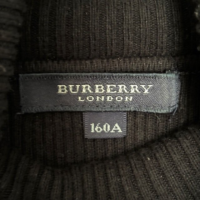 BURBERRY LONDON バーバリー ロンドン タートルネック ニット トップス 160Aサイズ ウール ハイネック シンプル 袖口フリル ロゴ