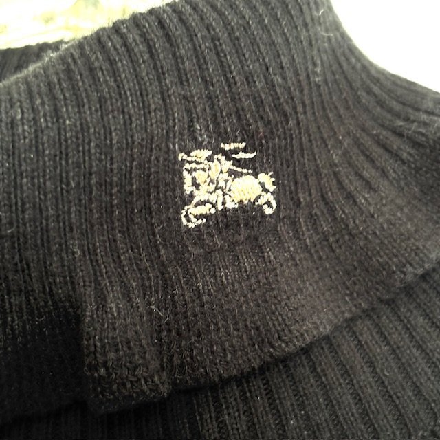 BURBERRY LONDON バーバリー ロンドン タートルネック ニット トップス 160Aサイズ ウール ハイネック シンプル 袖口フリル ロゴ