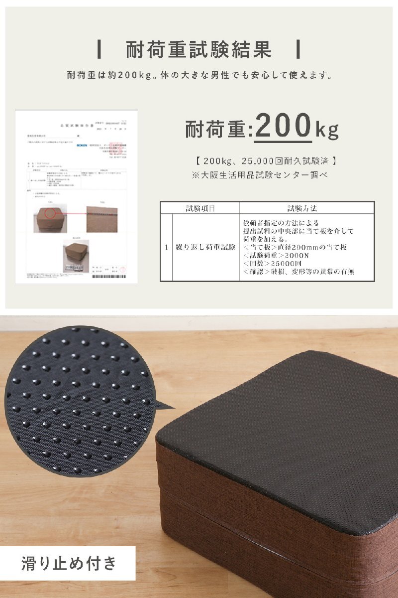極厚クッション マルチクッション 肉厚 45×45cm 布地 オットマン フロアクッション 踏み臺(tái) 4層構(gòu)造 取っ手付き 滑り止め グレー
