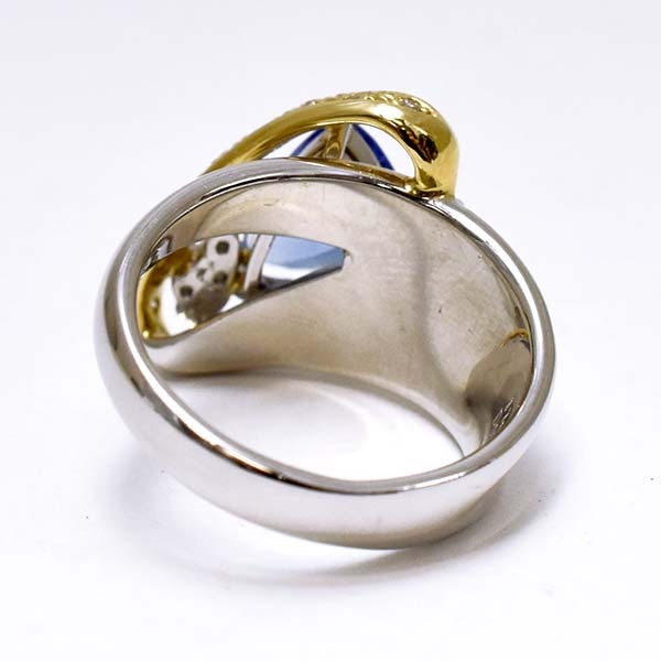 タンザナイト 1.74ct ダイヤモンド 0.29ct プラチナ Pt900 18金イエローゴールド K18YG リング 13號(hào)