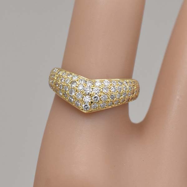 ヴァンドーム ダイヤモンド 0.70ct 18金イエローゴールド K18YG リング 11號(hào) VENDOME V字リング