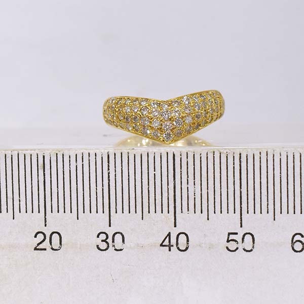ヴァンドーム ダイヤモンド 0.70ct 18金イエローゴールド K18YG リング 11號(hào) VENDOME V字リング