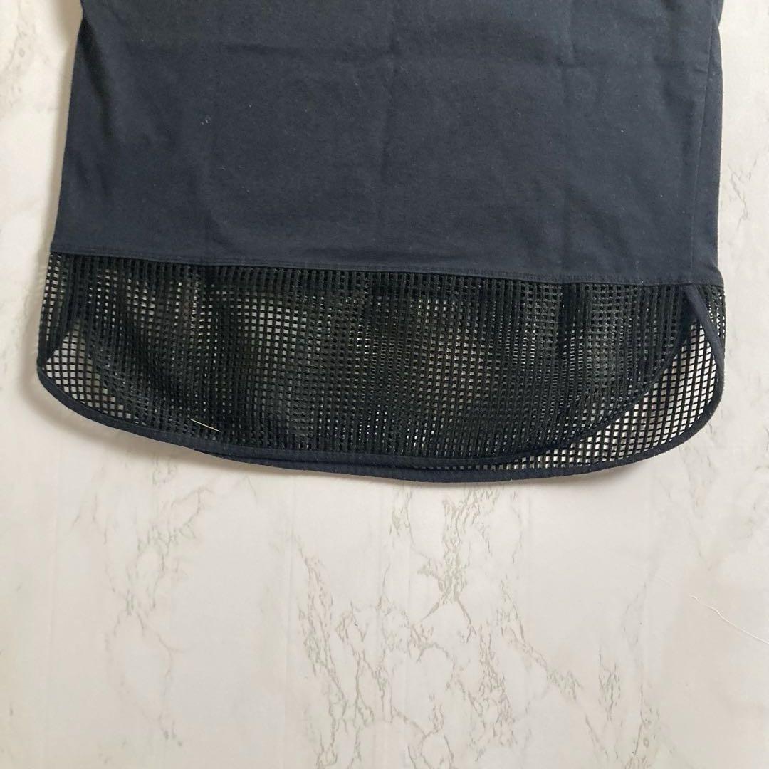 【コムサイズム】 異素材 Tシャツ 紺 半袖 トップス