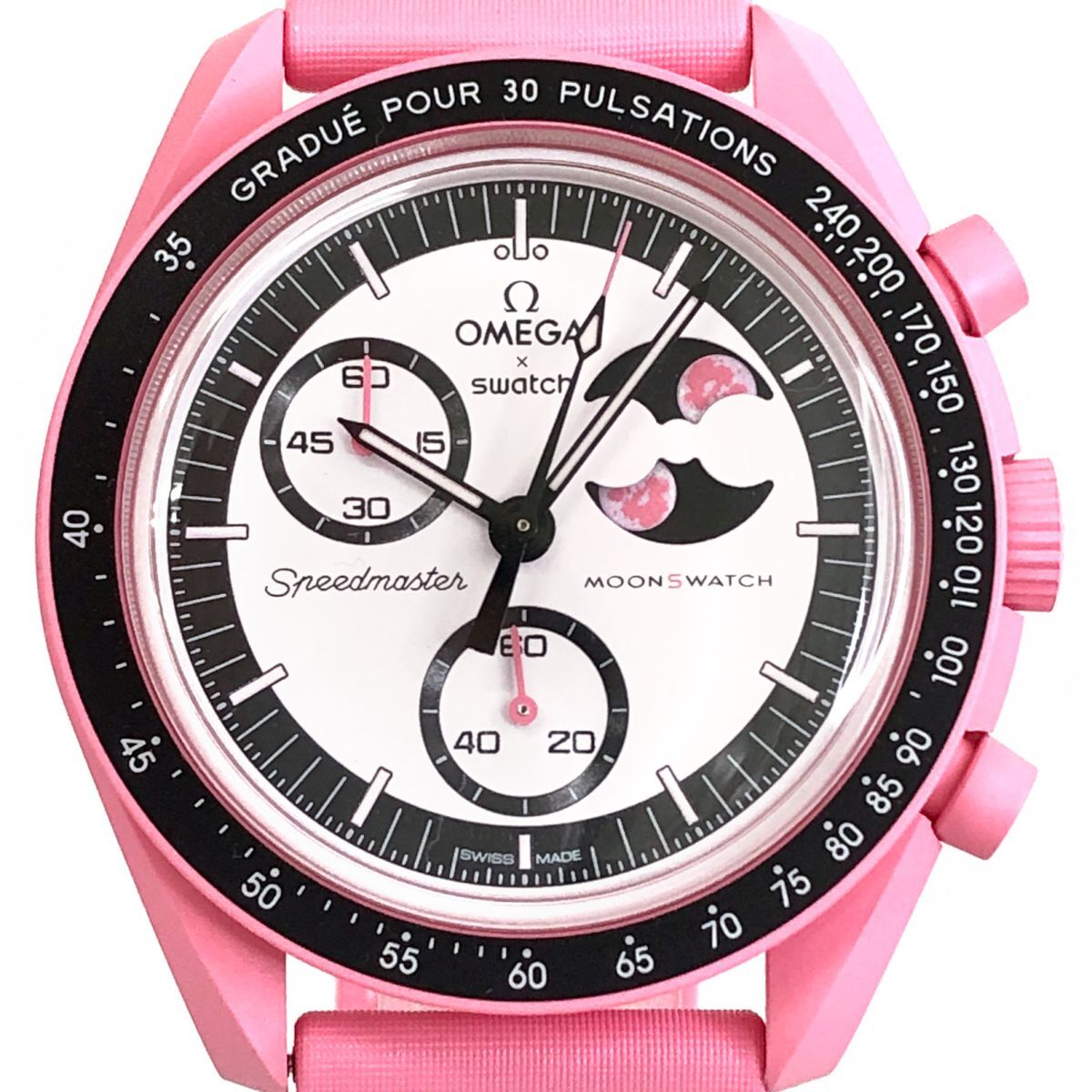 新品 2025年購(gòu)入 Swatch × Omega ムーン スウォッチ × オメガ MISSION TO THE PINK MOONPHASE ピンクムーン SO33P700 腕時(shí)計(jì) クオーツ