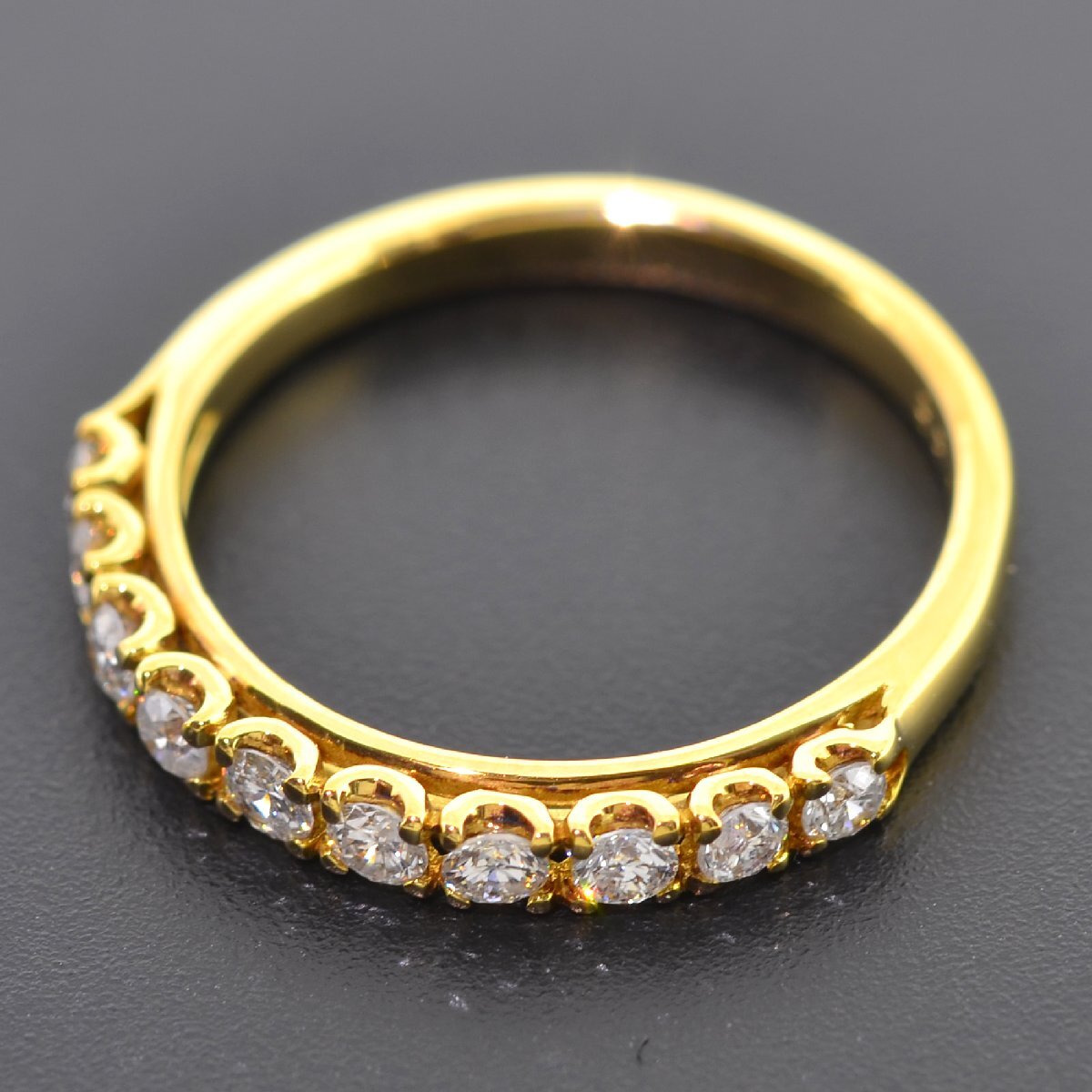 S1955【BSJJ】K18YG イエローゴールド ダイヤモンド0.35ct 一文字 リング 幅2.3mm 14号 指輪_画像4