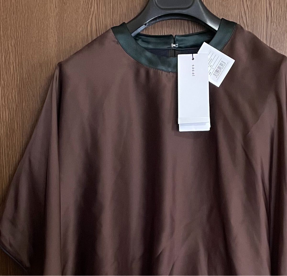 2新品 sacai レイヤード Tシャツ 半袖 カットソー 20SS size 2 M ブラウス サカイ レディース ブラウン ネイビー