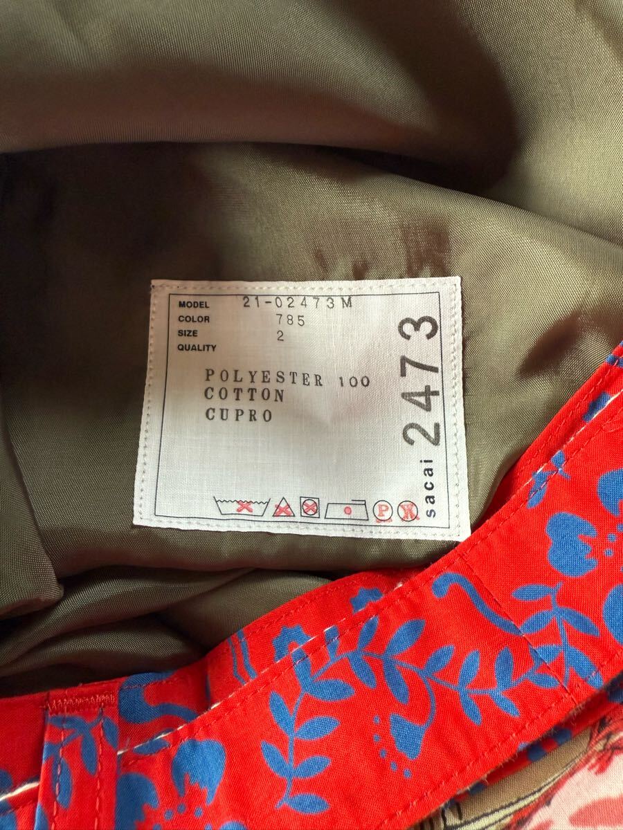 2新品 sacai アーカイブ プリント ショートパンツ ベルト付き 21SS size 2 M ボトムス パンツ ショーツ サカイ メンズ