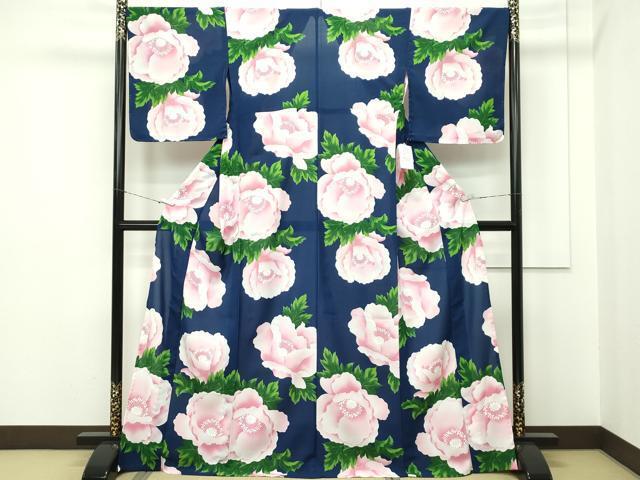 平和屋本店■極上　夏物　小紋?浴衣兼用　セオアルファ　MIMATSU　牡丹　未使用　CZAA2224s5