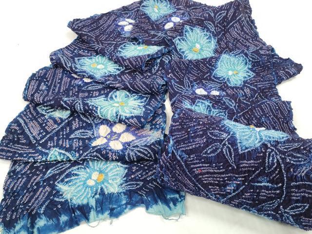 平和屋本店■夏物 浴衣 有松鳴海絞り　反物　著尺　花繋ぎ　湯のし前　綿　逸品　未使用　DZAA10354kh5