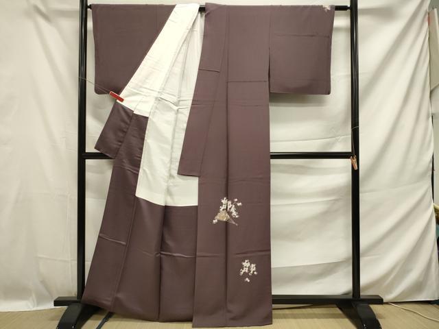 平和屋著物■友禪作家の巨匠　淺井青仁　色留訪問著　扇面花蝶文　金彩　正絹　逸品　DAAQ9277bc
