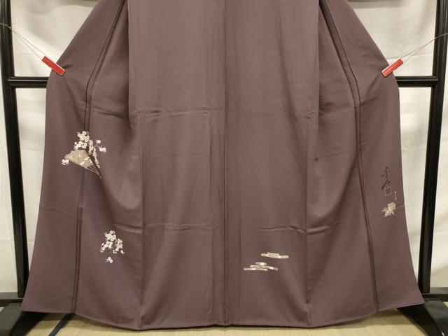 平和屋著物■友禪作家の巨匠　淺井青仁　色留訪問著　扇面花蝶文　金彩　正絹　逸品　DAAQ9277bc