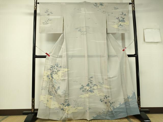 平和屋著物＊夏物　創(chuàng)業(yè)460年?千總　訪問著　絽　刺繍　御所解文　金纟　伊勢丹扱い　正絹　逸品　CAAS0689vp