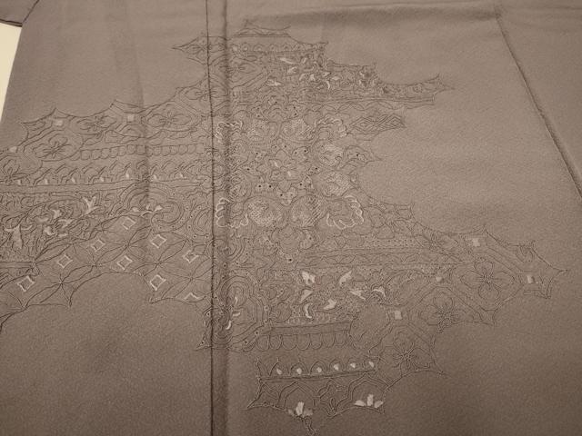 平和屋著物▼中國三大刺繍　スワトウ刺繍　総刺繍　訪問著　正倉院花文　暈し染め　正絹　逸品　CAAR7695hy