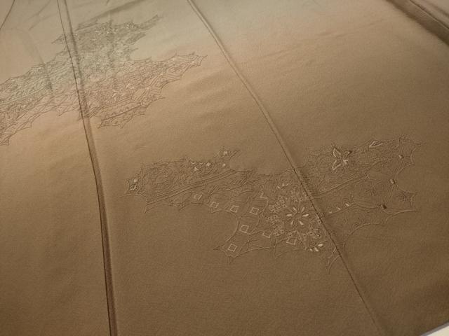 平和屋著物▼中國三大刺繍　スワトウ刺繍　総刺繍　訪問著　正倉院花文　暈し染め　正絹　逸品　CAAR7695hy