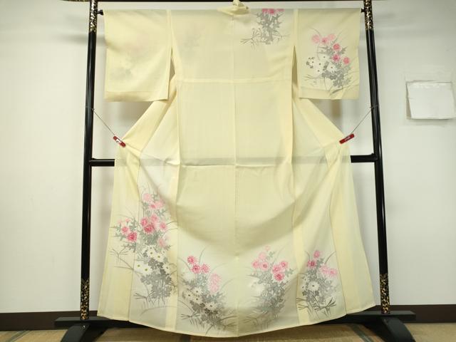平和屋著物＊夏物　訪問(wèn)著　絽　手描き　草花文　暈し染め　正絹　逸品　CAAS0574vp