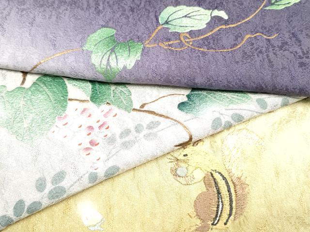 平和屋著物▼色留訪問著　刺繍　葡萄蔦の葉文　リス　暈し染め　やまと誂制　正絹　逸品　DAAT2020yyy