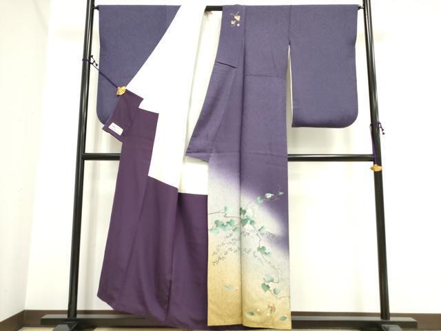 平和屋著物▼色留訪問著　刺繍　葡萄蔦の葉文　リス　暈し染め　やまと誂制　正絹　逸品　DAAT2020yyy
