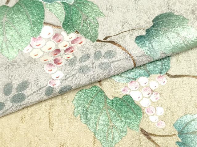 平和屋著物▼色留訪問著　刺繍　葡萄蔦の葉文　リス　暈し染め　やまと誂制　正絹　逸品　DAAT2020yyy