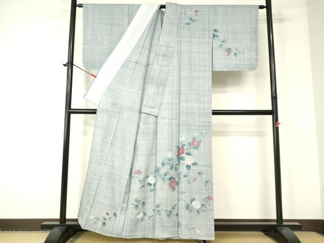 平和屋著物＊夏物　紗紬　訪問著　草花　正絹　逸品　未使用　DAAR9693op