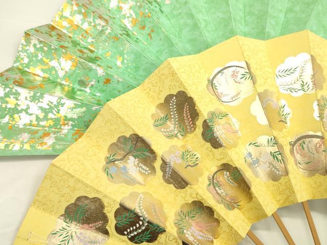 平和屋着物▼和装小物　扇子まとめて１０本　舞扇　飾り扇　立波　藤　箔散らし　２９cm　九寸五分　金銀彩　日本舞踊　逸品　CAAQ8166ju_画像4