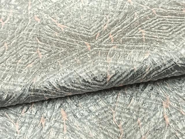平和屋著物▽極上　小紋　単衣　杢目絞り　反端付き　正絹　逸品　未使用　AAAV2607fy