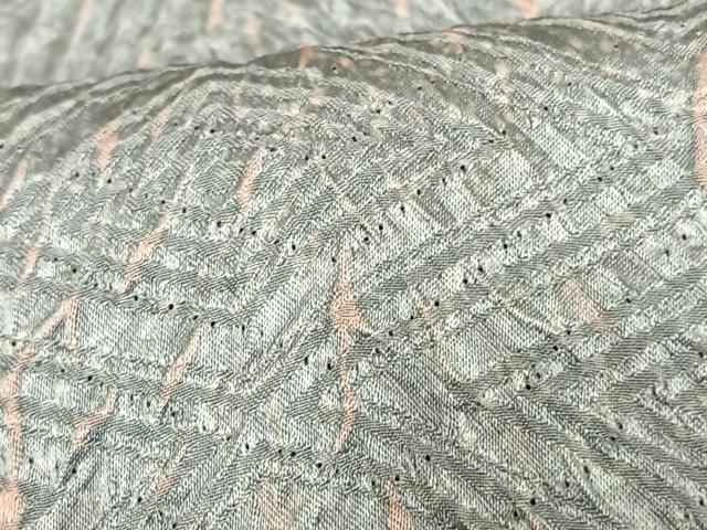 平和屋著物▽極上　小紋　単衣　杢目絞り　反端付き　正絹　逸品　未使用　AAAV2607fy