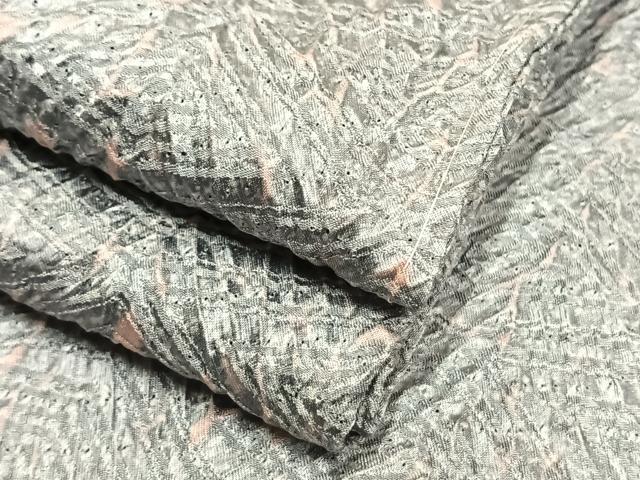 平和屋著物▽極上　小紋　単衣　杢目絞り　反端付き　正絹　逸品　未使用　AAAV2607fy