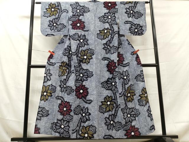 平和屋著物∴夏物　浴衣　有松鳴海絞り　花唐草文　綿　逸品　DAAS8712cd