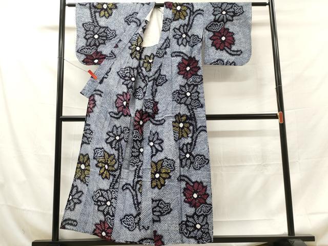 平和屋著物∴夏物　浴衣　有松鳴海絞り　花唐草文　綿　逸品　DAAS8712cd
