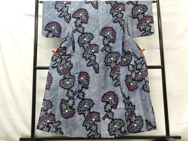 平和屋著物∴夏物　浴衣　有松鳴海絞り　花繋ぎ　綿　逸品　DAAS8645cd
