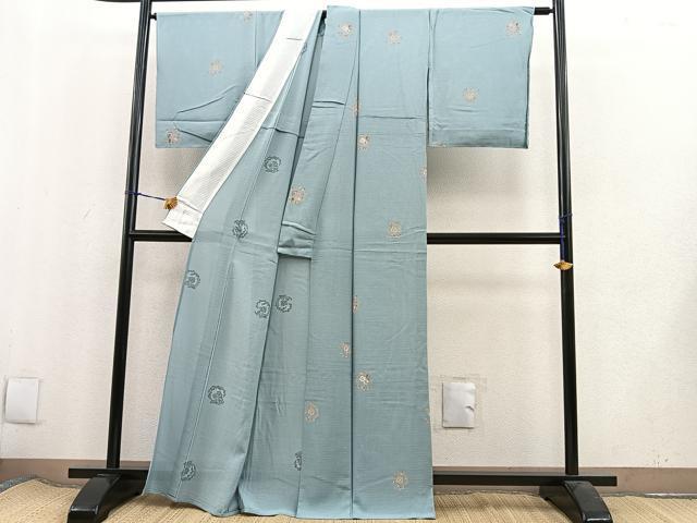 平和屋著物＊夏物　小紋　絽　椿　五泉　反端付き　正絹　逸品　未使用　BAAT4294pk