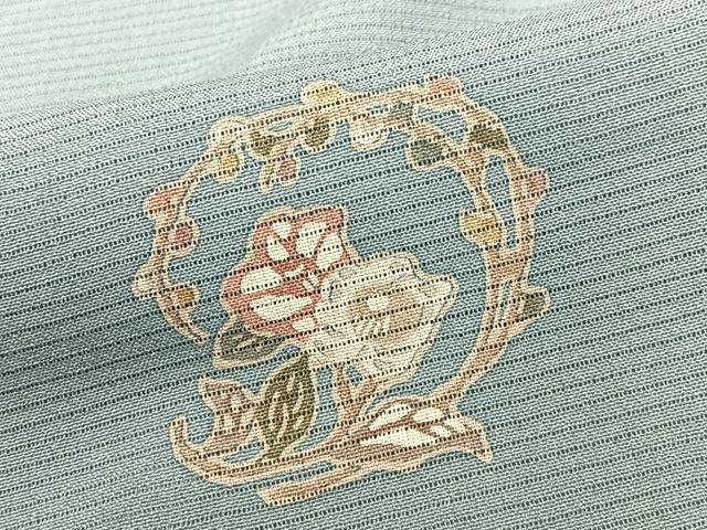 平和屋著物＊夏物　小紋　絽　椿　五泉　反端付き　正絹　逸品　未使用　BAAT4294pk
