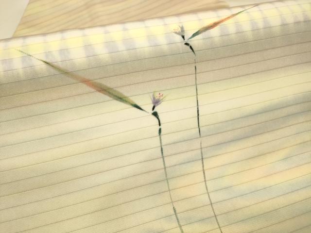 平和屋著物＊夏物　絽塩瀬　九寸名古屋帯　作家物　手描き　草花文　正絹　逸品　DAAS2981cm
