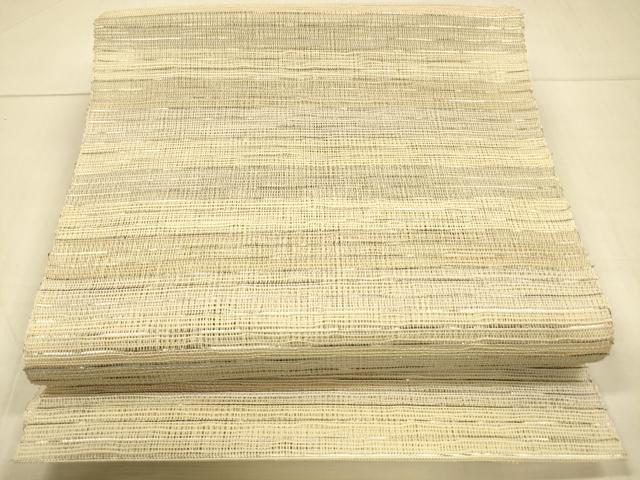 平和屋著物＊夏物　八寸名古屋帯　橫段文　銀纟　正絹　逸品　DAAT1523cm