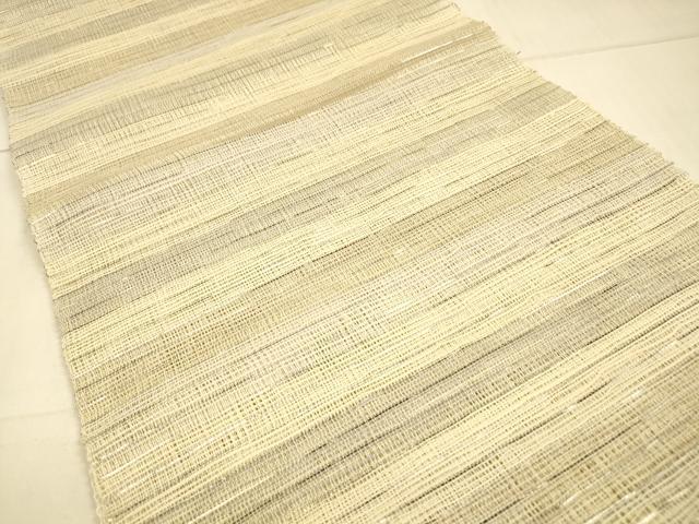 平和屋著物＊夏物　八寸名古屋帯　橫段文　銀纟　正絹　逸品　DAAT1523cm